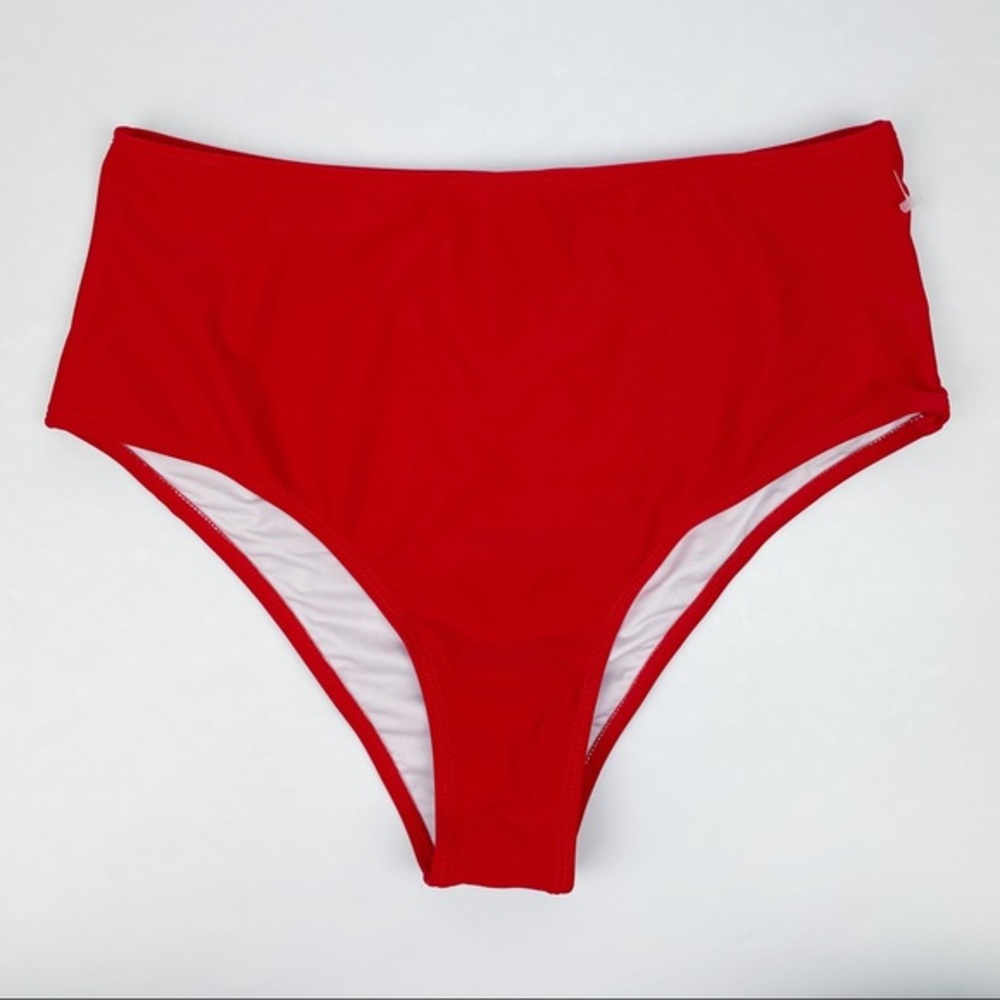 High Waist Bikini Bottom Red - Picture 3 of 6